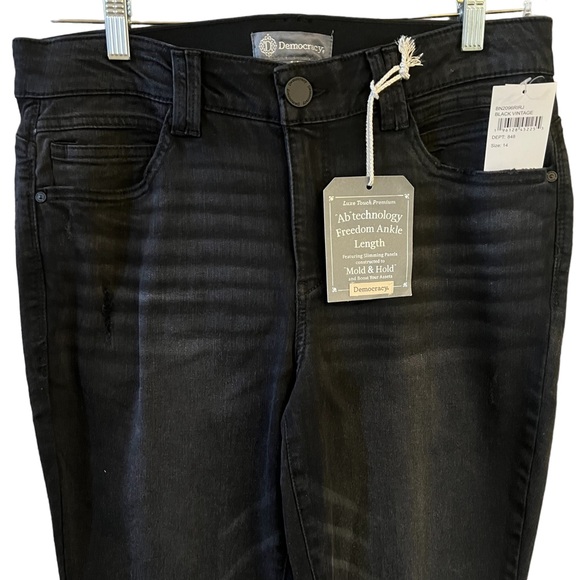 Democracy Black Wash Distressed Luxe Touch Premium Freedom Ankle Length Jean - Picture 3 of 11